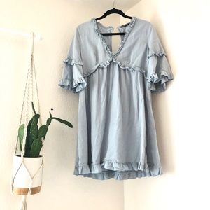 Light Blue Dress with Ruffle Detail